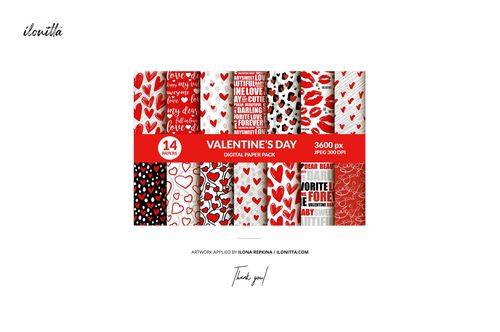 Rectangular box mockup featuring a vibrant red and white floral and heart pattern, shown from a front angle on a plain background.