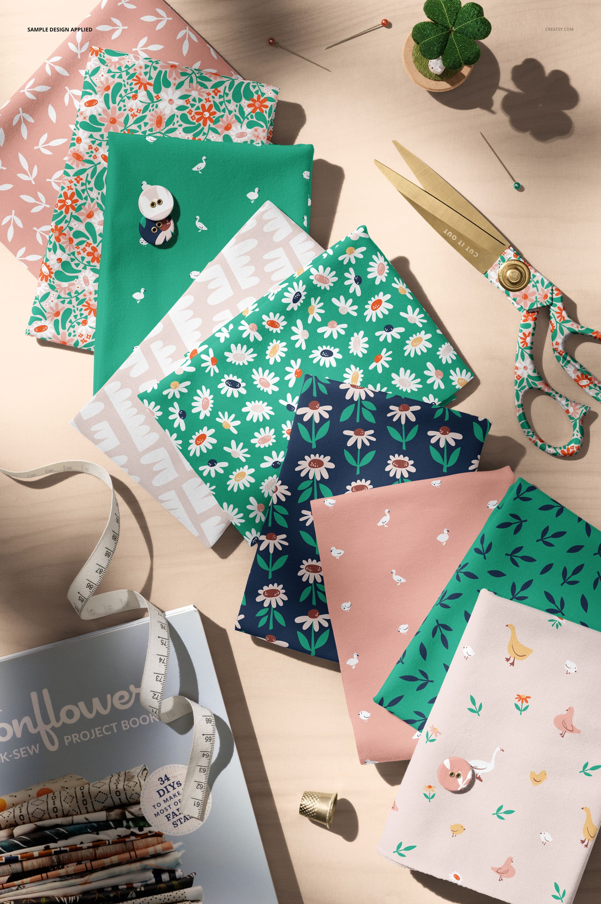 Folded Jersey Fabrics and Sewing Supplies Mockup - mockup screenshot 4