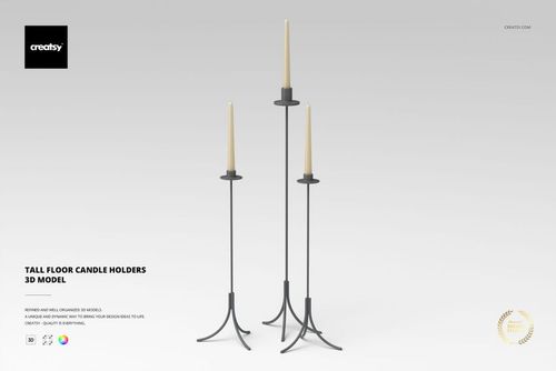 Tall Floor Candle Holders 3D Model - mockup preview 1