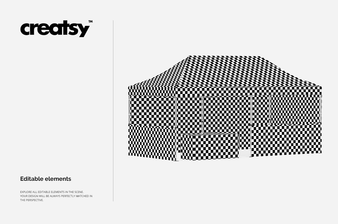 Rectangular pop up tent mockup featuring a bold checkered design, displayed in a clean, minimal setting.