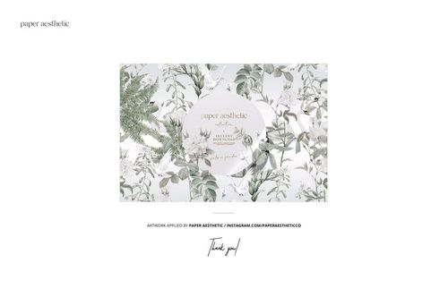 PSD mockup of cotton fabric swatches arranged on a white background, decorated with botanical leaf and eucalyptus motifs.