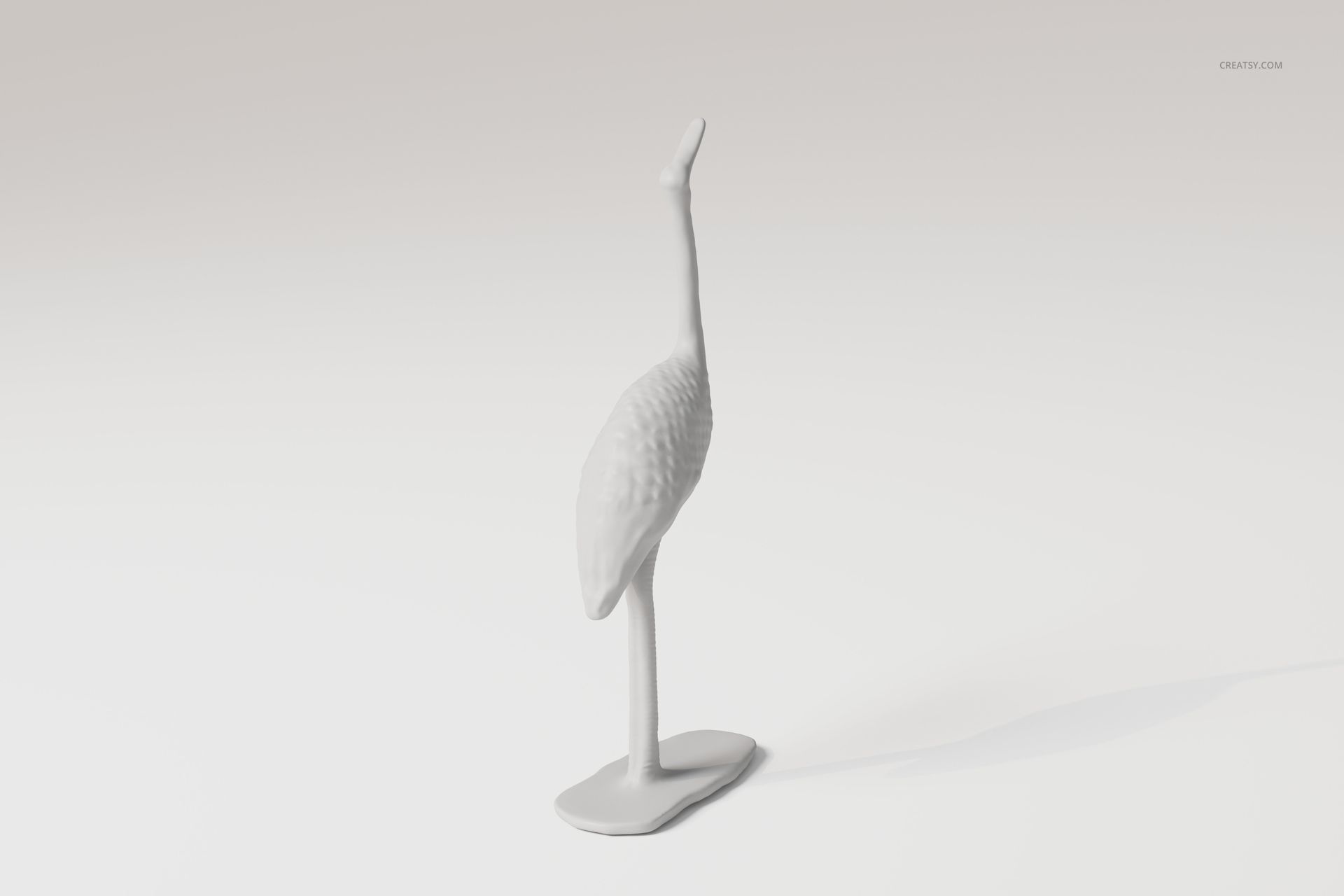 Chrome cane statue with a tall, slender neck and textured body, shown in side view against a light background.