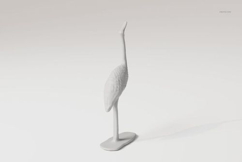 Chrome cane statue with a tall, slender neck and textured body, shown in side view against a light background.