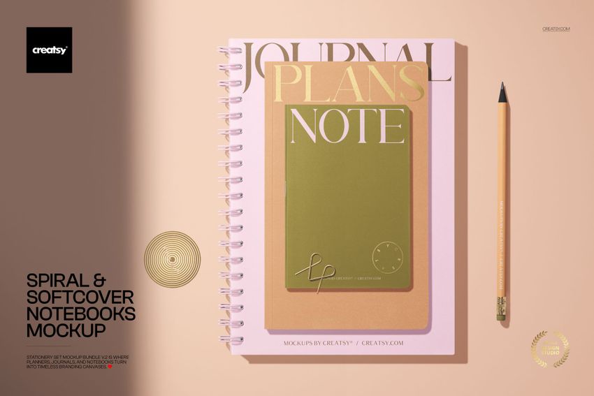 Spiral and Softcover Notebooks Mockup - mockup screenshot 1