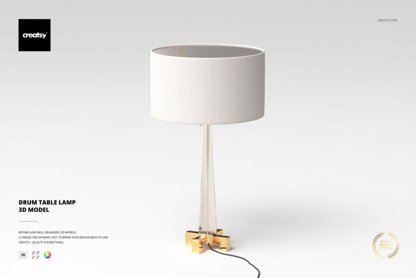 Drum Table Lamp 3D Model - mockup screenshot 1