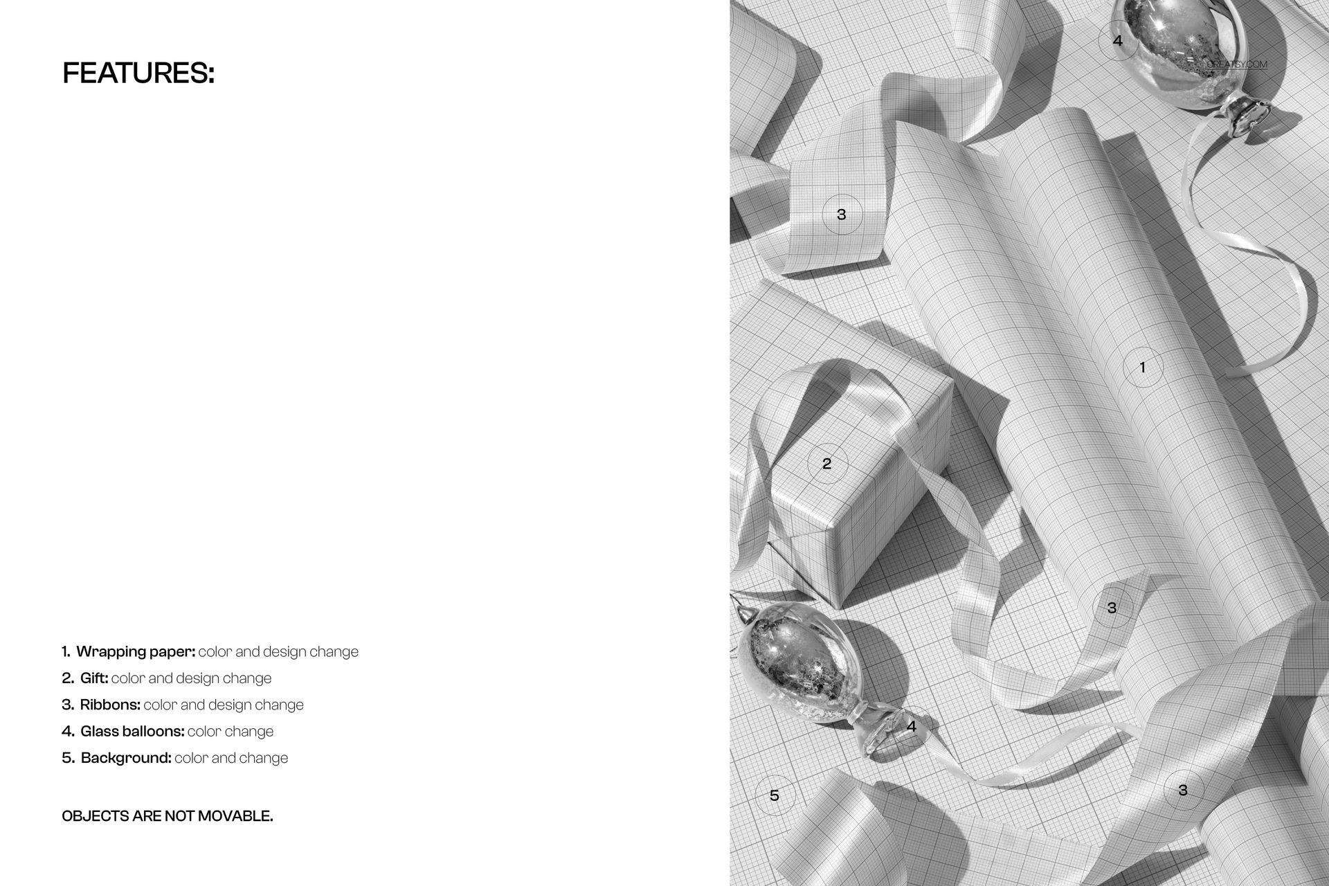 Holiday Gift Wrap Rolls with Ribbons Mockup - mockup screenshot 3