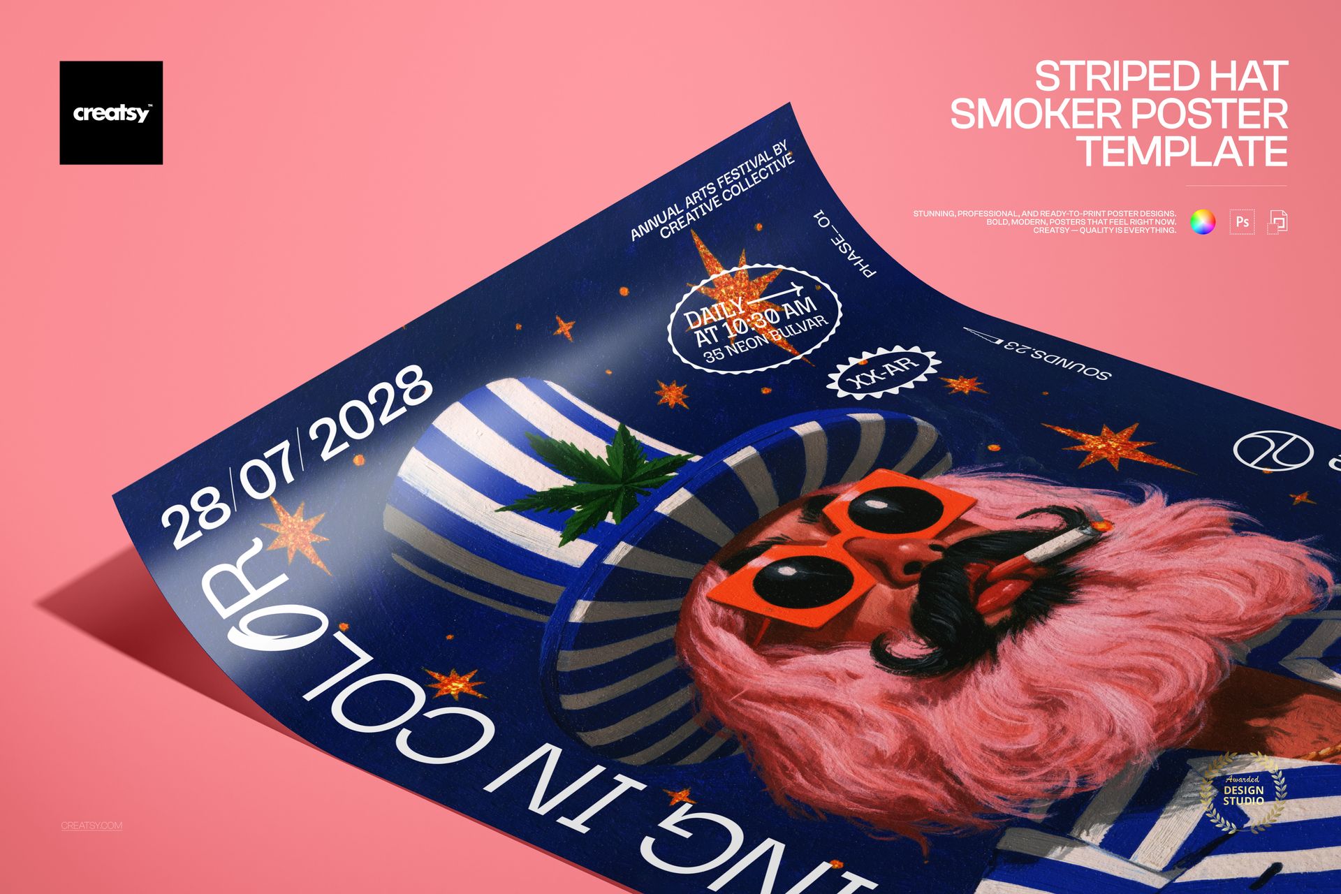 Striped Hat Smoker Poster Template
