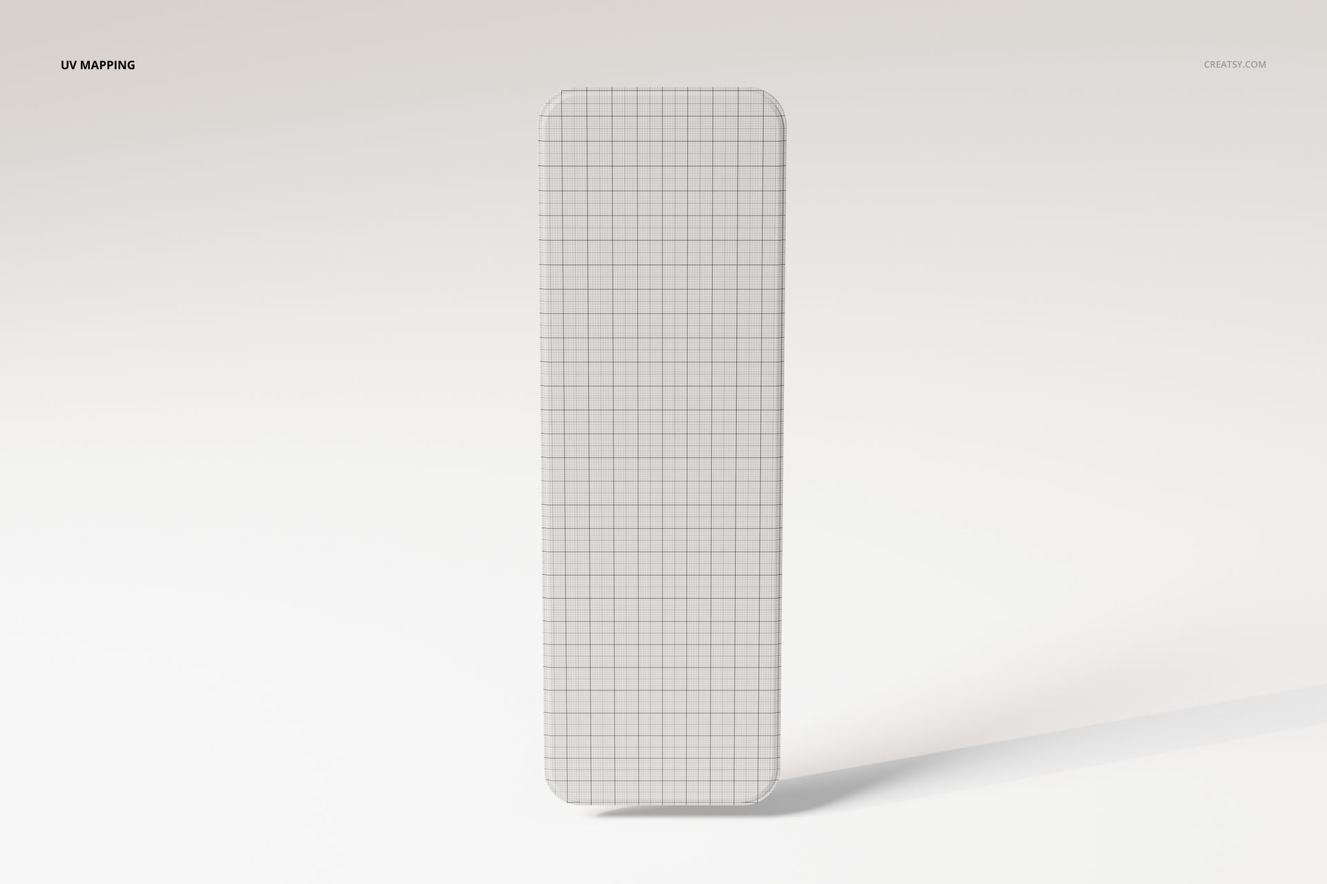 Rectangular wall mirror with rounded corners shown from the front, featuring a subtle grid pattern on a light background.