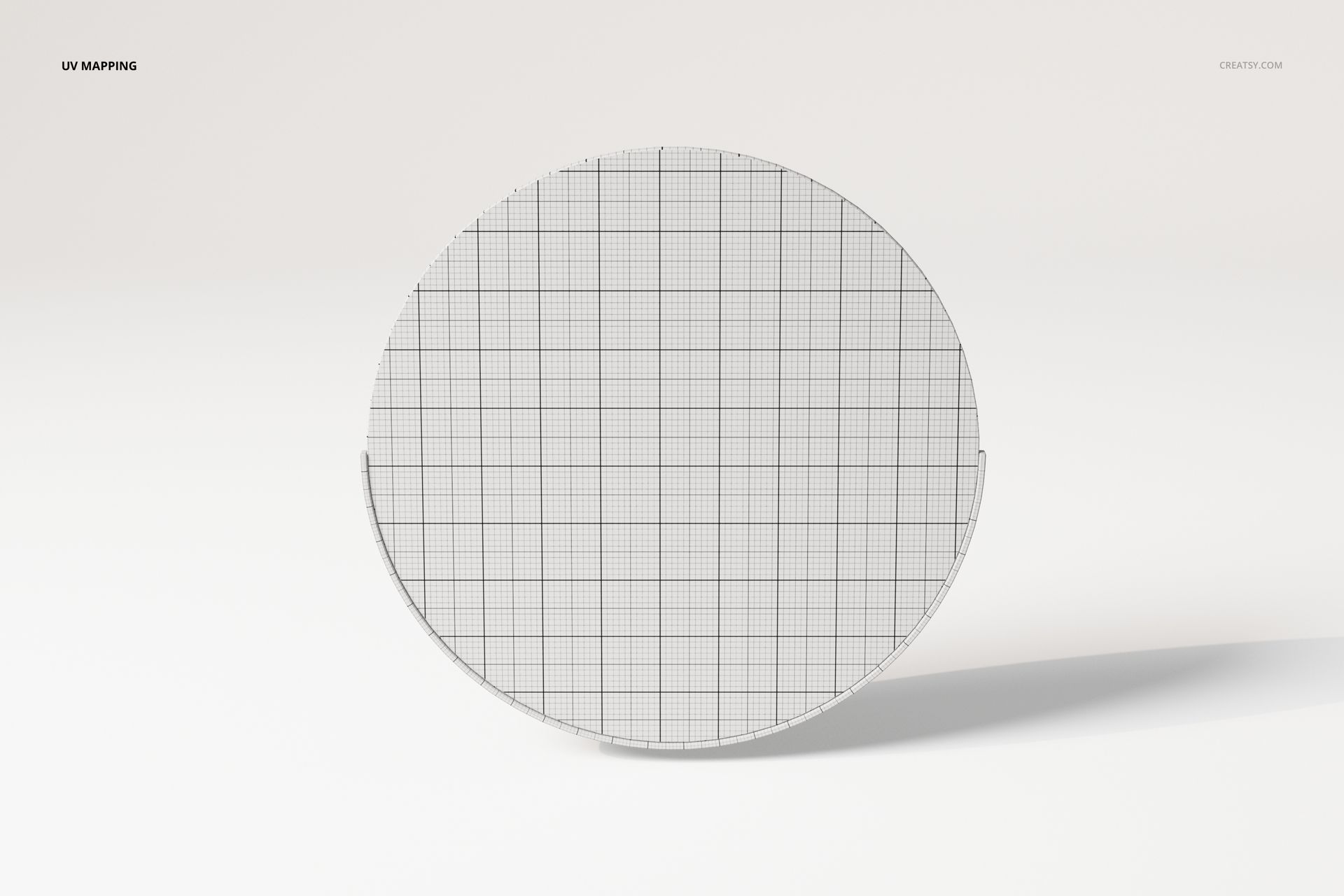 Round wall mirror 3D model with a grid pattern, shown from the front against a plain light background.