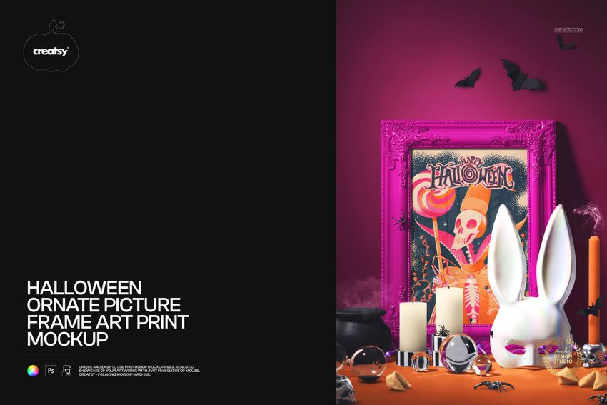 Halloween Ornate Picture Frame Art Print Mockup - mockup screenshot 1