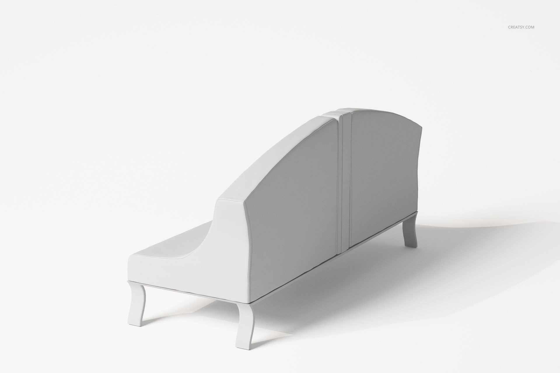 Art Nouveau style sofa 3D model in light gray, shown from a rear angle on a plain white background.