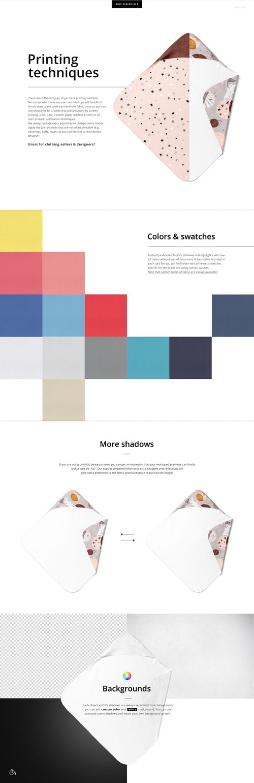 Hooded baby towel mockup displayed at an angle, featuring a white towel with a dotted pattern and animal print hood.