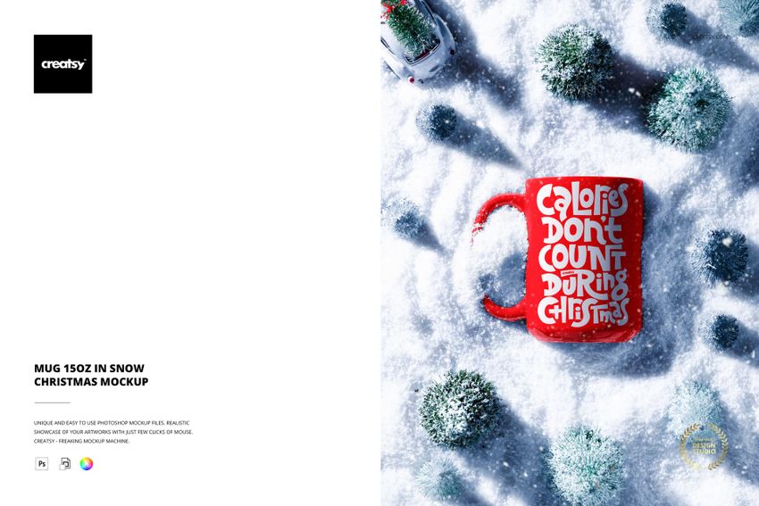 Mug 15oz in Snow Christmas Mockup - mockup screenshot 1