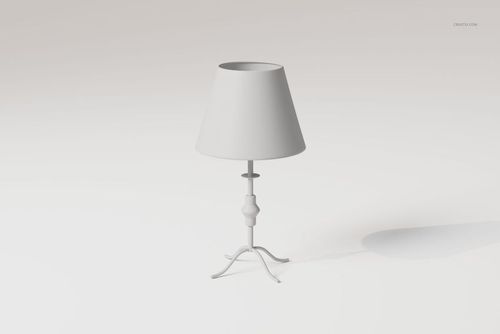 Retro bedside lamp with a conical shade and curved base, shown in a minimal front view on a light background.