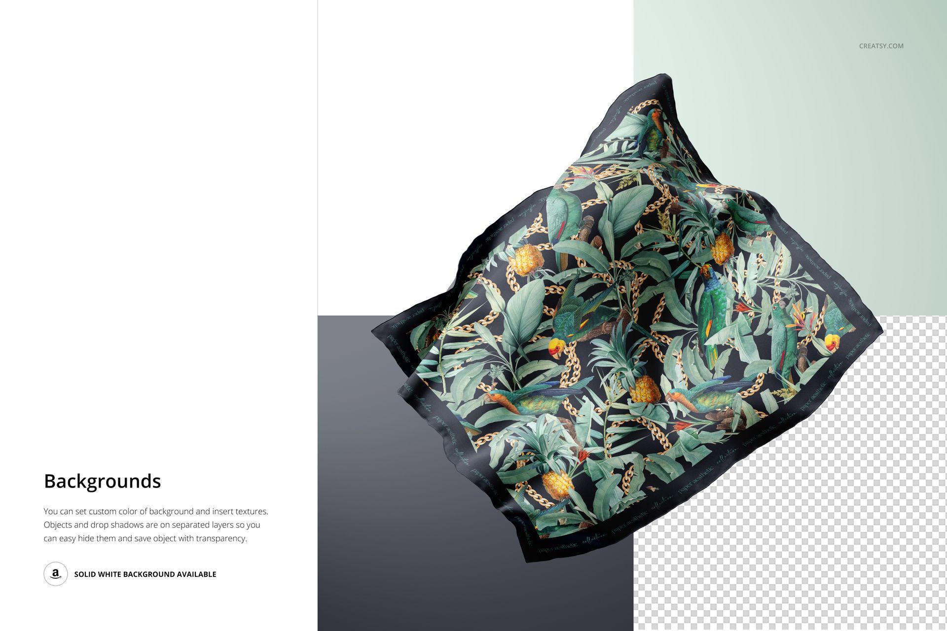 Floating Square Silk Scarf Mockup - mockup screenshot 4