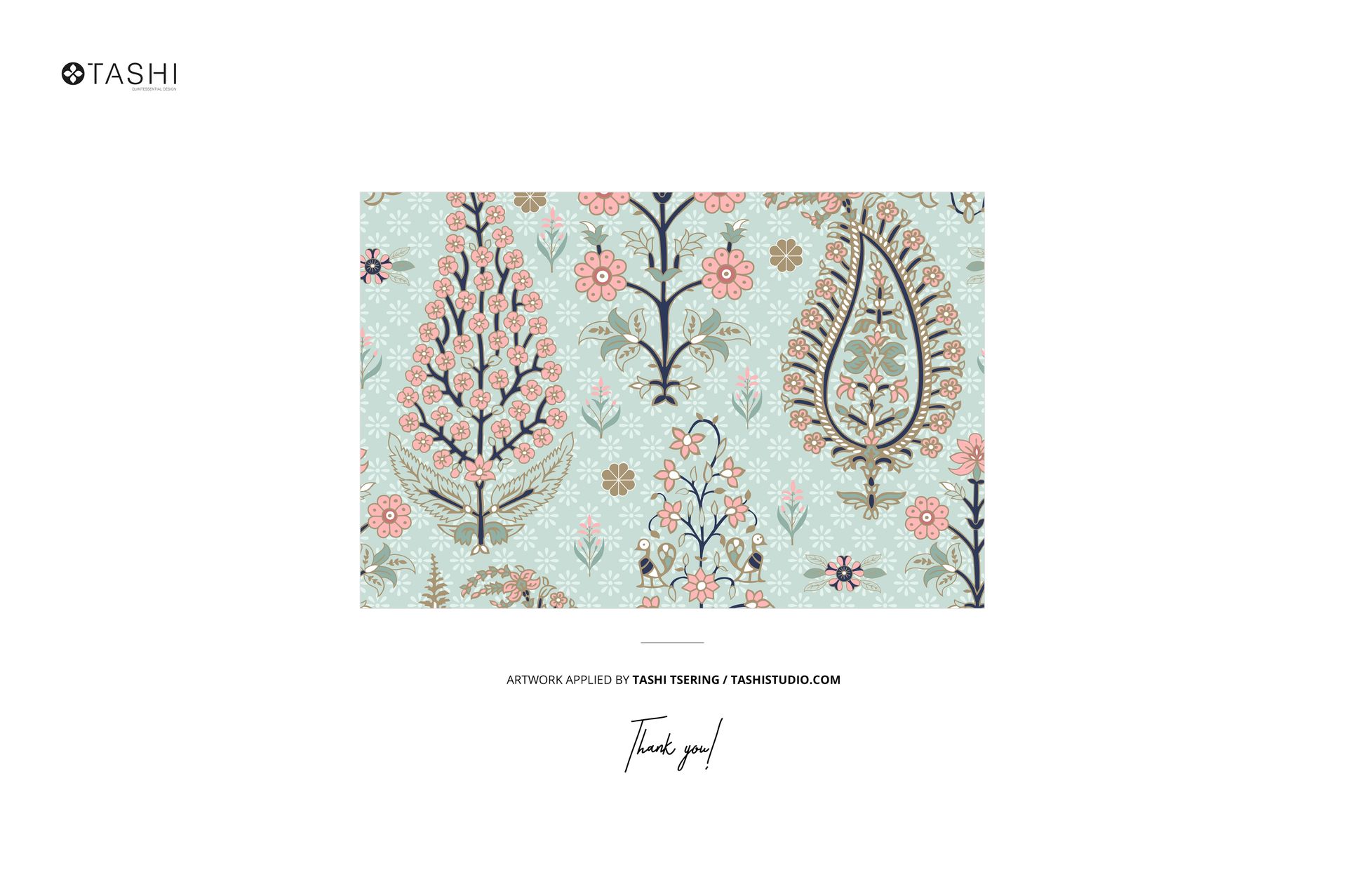 PSD mockup of jersey fabric with intricate floral and leaf motifs, arranged in a neat stack from above.