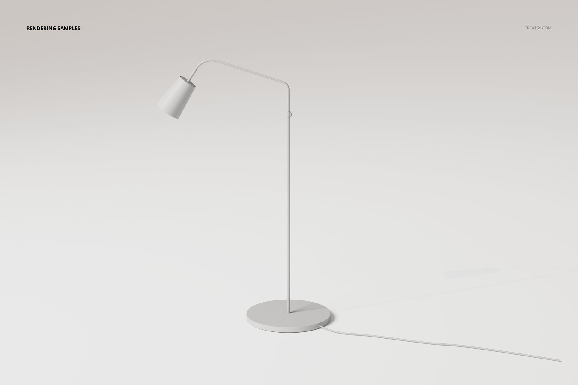 Minimalist modern task lamp with a slender metal stand and angled shade, shown in a neutral white setting, side view.