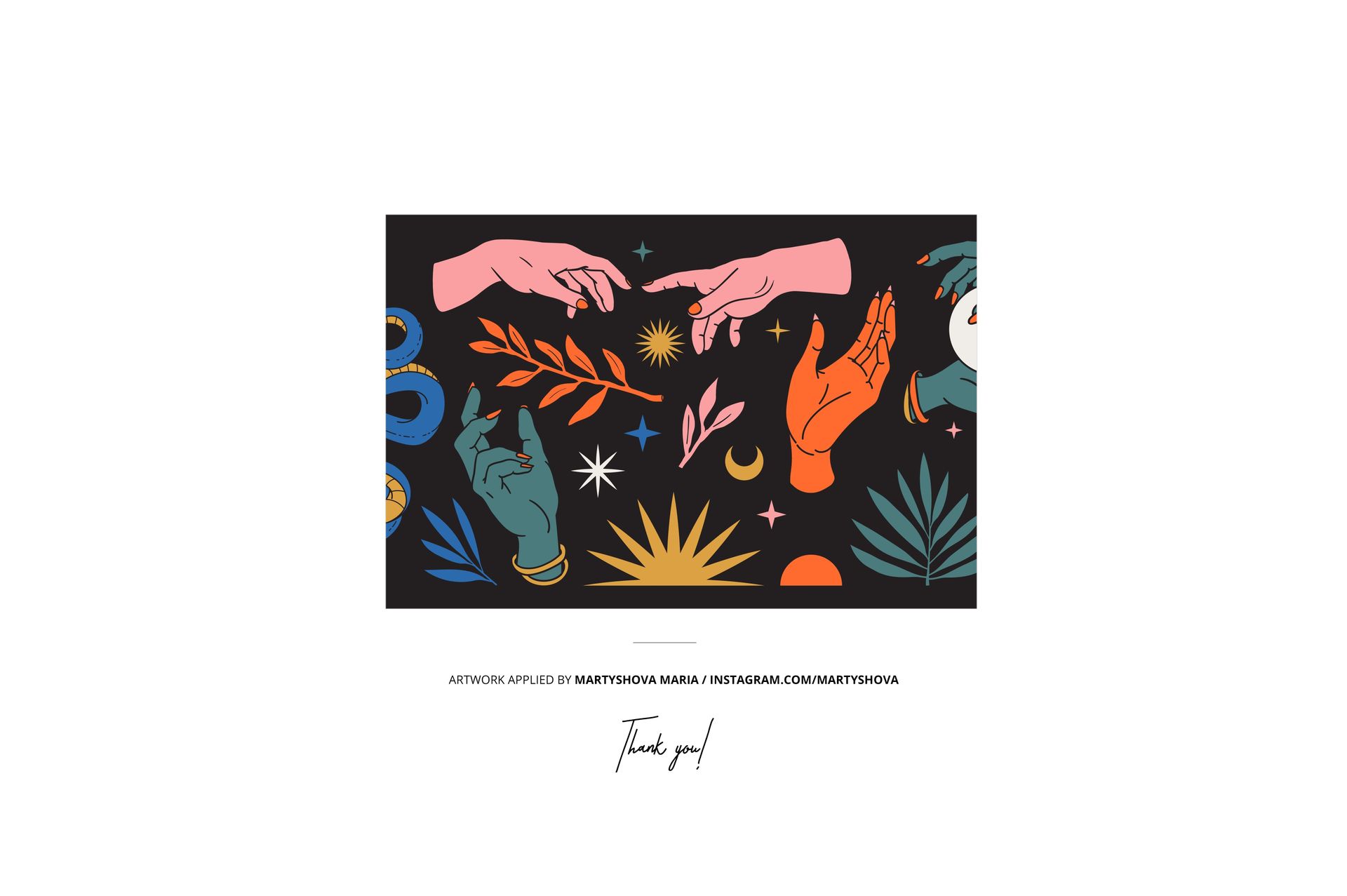Easter egg cup mockup featuring colorful illustrated hands, leaves, stars, and moon on a dark background, front view.