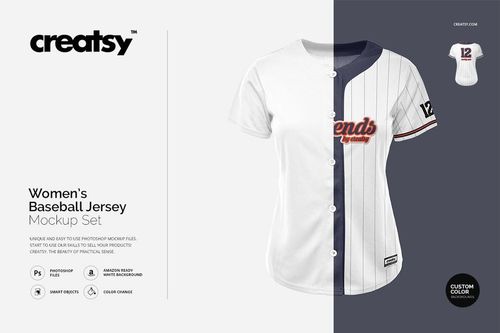 Women's Baseball Jersey Mockup Set - mockup preview 1