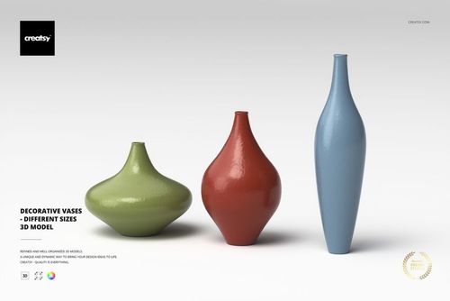 Decorative Vases - Different Sizes 3D Model - mockup preview 1