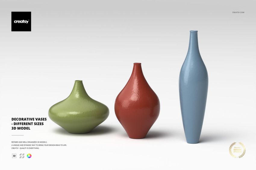 Decorative Vases - Different Sizes 3D Model - mockup screenshot 1