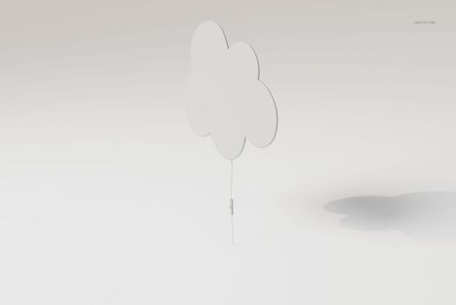 Cloud shaped night light with a white, rounded silhouette, shown from a side angle on a plain background.