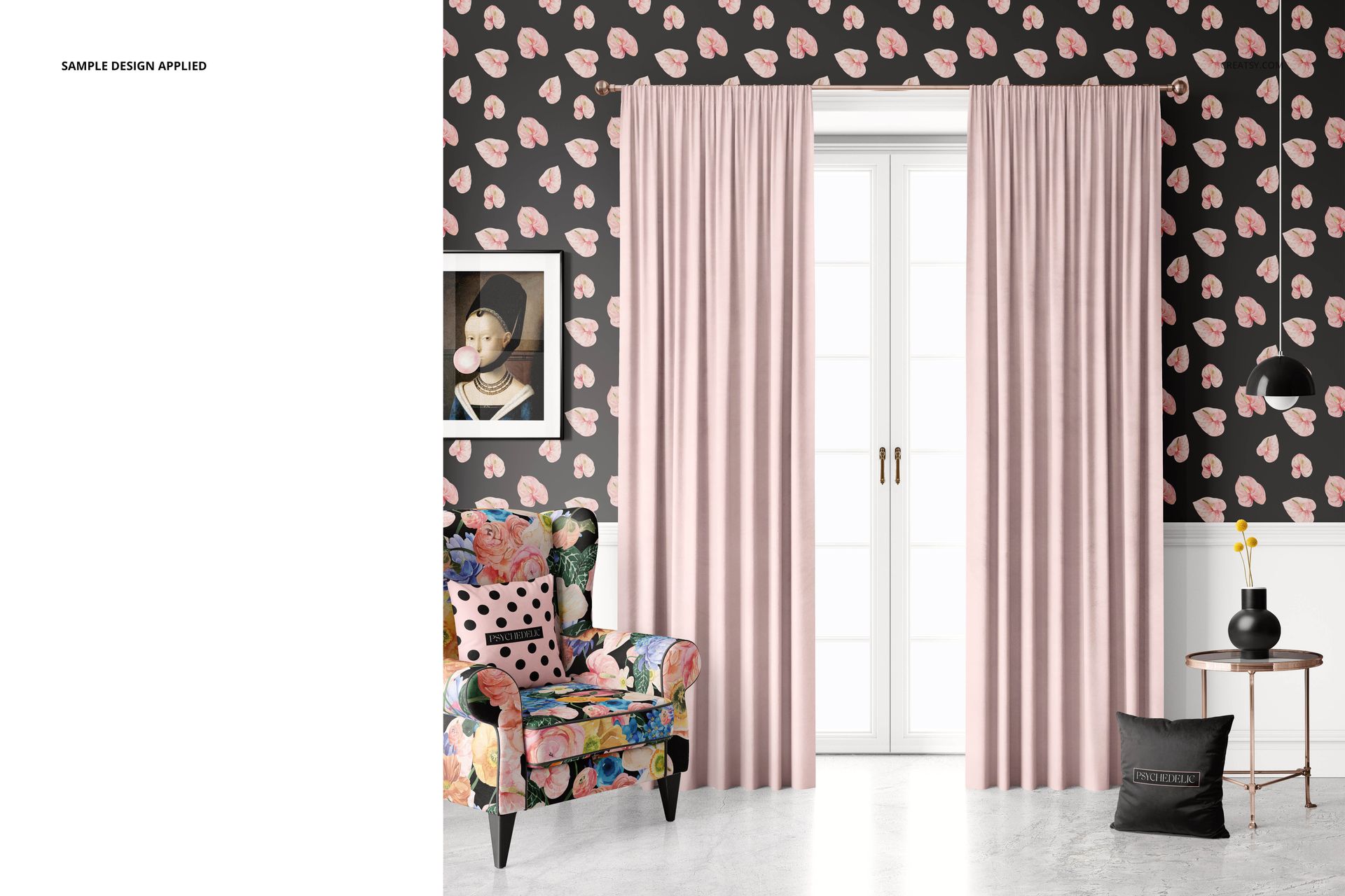 Velvet Pencil Pleat Curtains Mockup Set - mockup screenshot 5