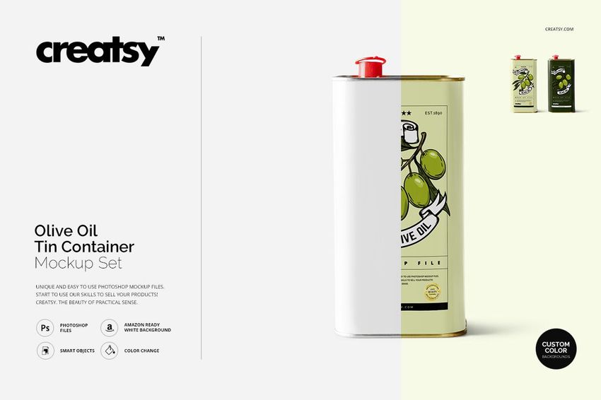 Olive Oil Tin Container Mockup Set - mockup screenshot 1