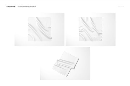 White satin scarf mockup set featuring single and overlapping scarves, viewed from above on a light background.