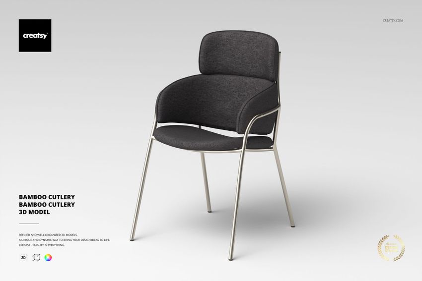 Modern Arm Dining Chair 3D Model - mockup screenshot 1