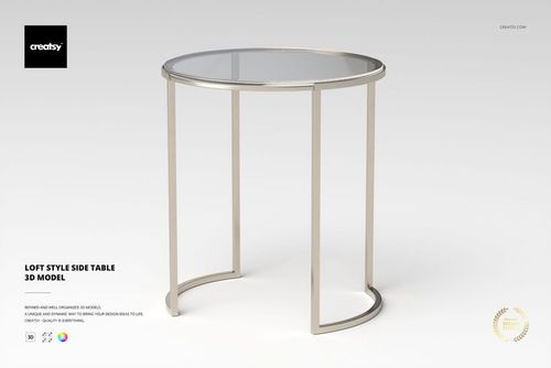 Loft Style Side Table 3D Model - mockup preview 1