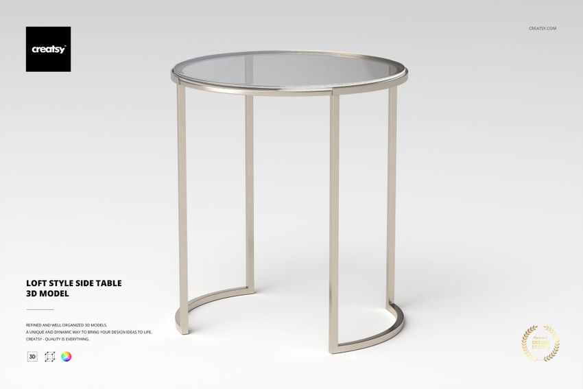 Loft Style Side Table 3D Model - mockup screenshot 1
