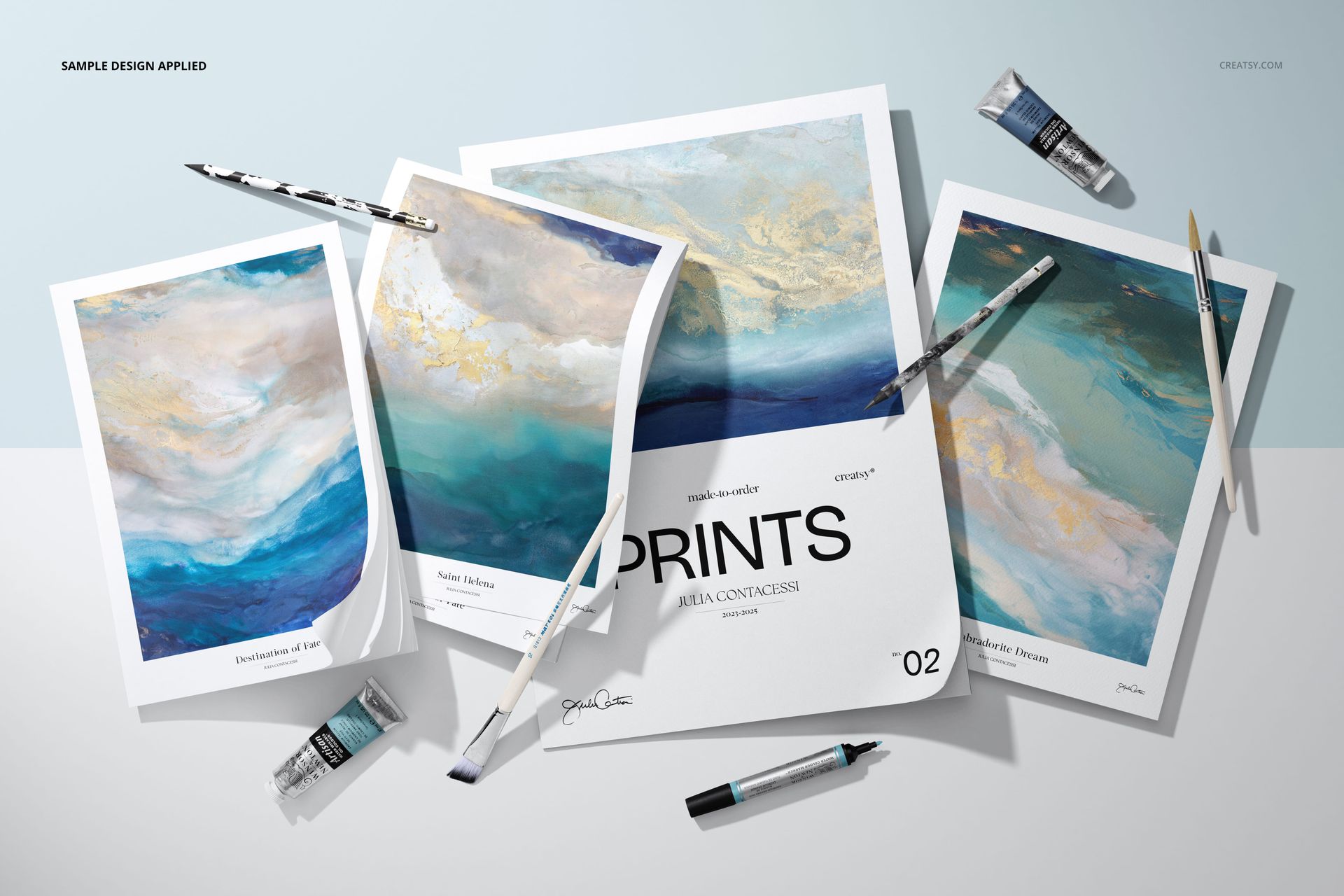 Group of Paper Pads and Paint Supplies Mockup - mockup screenshot 4