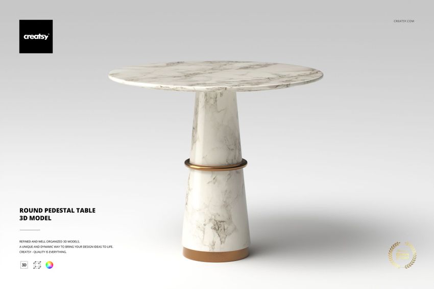 Round Pedestal Table 3D Model - mockup screenshot 1
