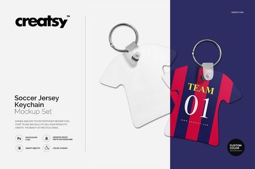 Soccer Jersey Keychain Mockup Set - mockup preview 1