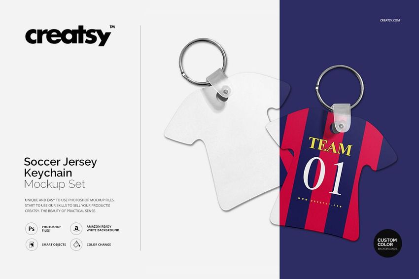 Soccer Jersey Keychain Mockup Set - mockup screenshot 1