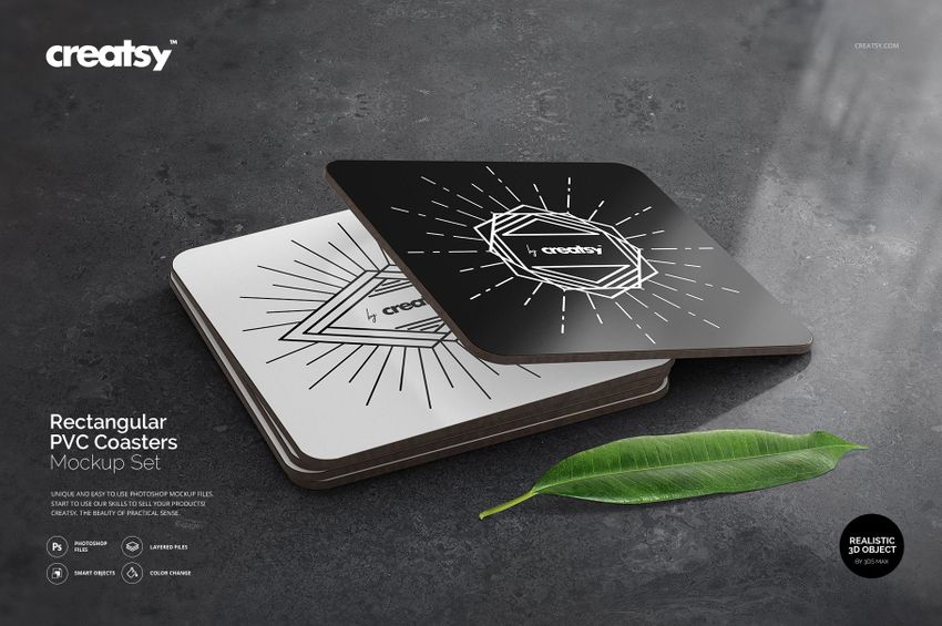 Rectangular PVC Coasters Mockup Set - mockup screenshot 1