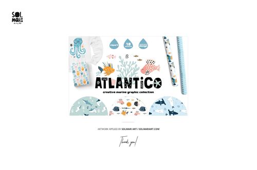 Front view of a baby bath dressing gown mockup displayed with colorful marine-themed patterns and sea life graphics.