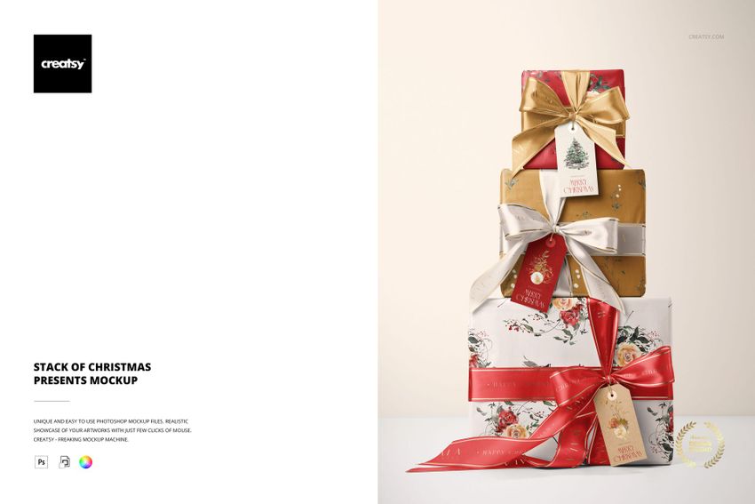 Stack of Christmas Presents Mockup - mockup screenshot 1