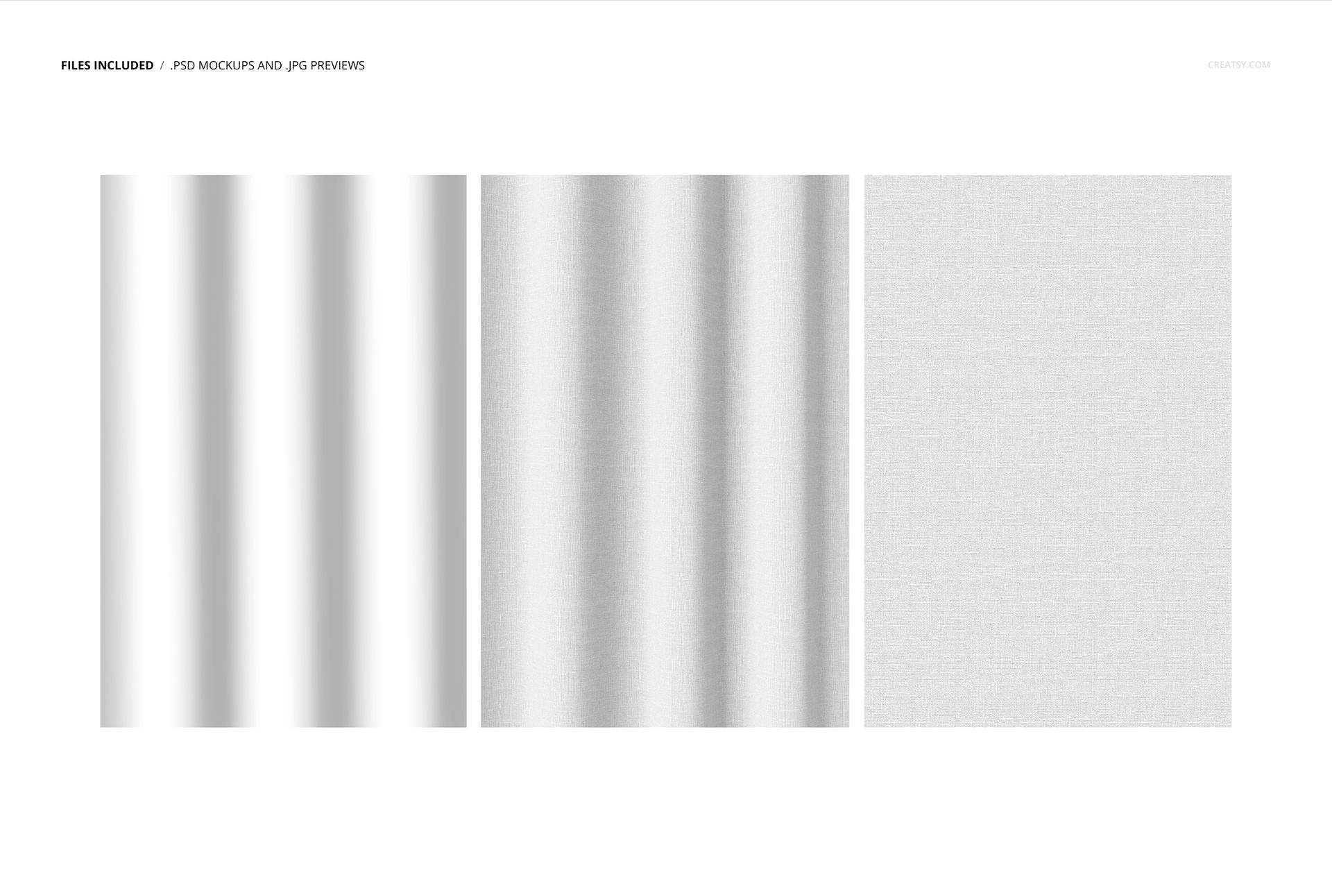 PSD mockup featuring linen curtain panels with gentle vertical folds and subtle woven texture in a minimalist setting.