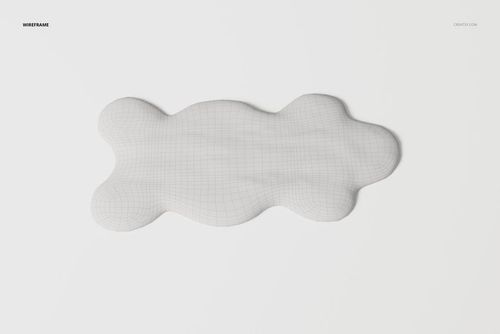 Top view of a faux sheepskin rug 3D model with a soft, irregular outline and subtle wireframe texture on white background.
