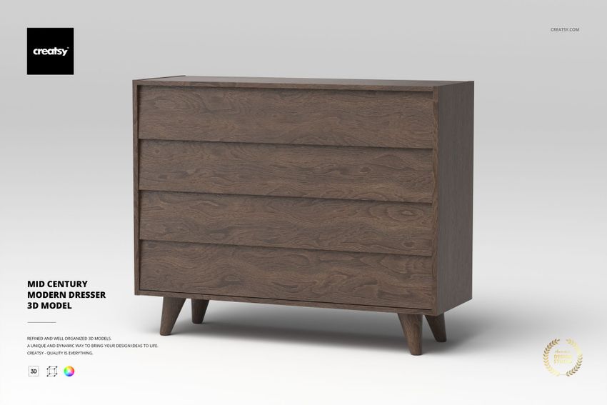 Mid Century Modern Dresser 3D Model - mockup screenshot 1