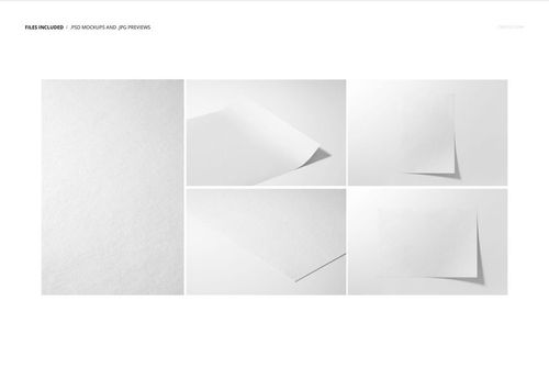 A3 fine art print mockup set showing five white sheets of paper on a white background from various angles.