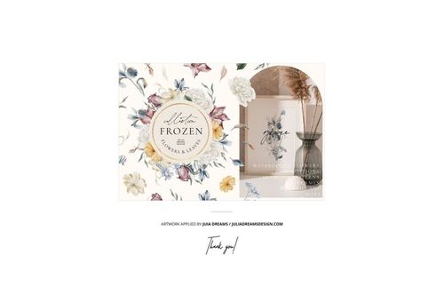 Stacked jersey fabrics featuring floral and eucalyptus leaf patterns, displayed in a mockup with a neutral background.