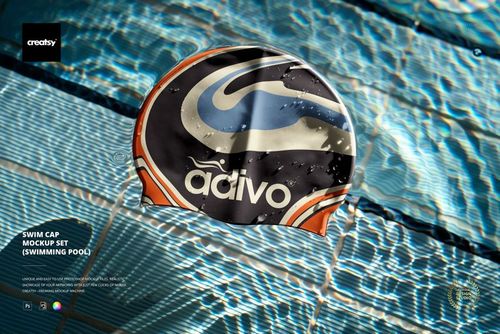 Swim Cap Mockup Set (swimming pool) - mockup preview 1