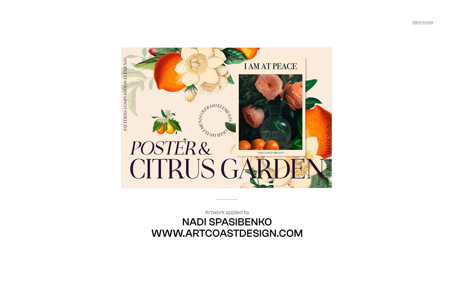 Three rolled glossy posters featuring botanical and fruit designs, stacked together against a plain backdrop, PSD mockup.