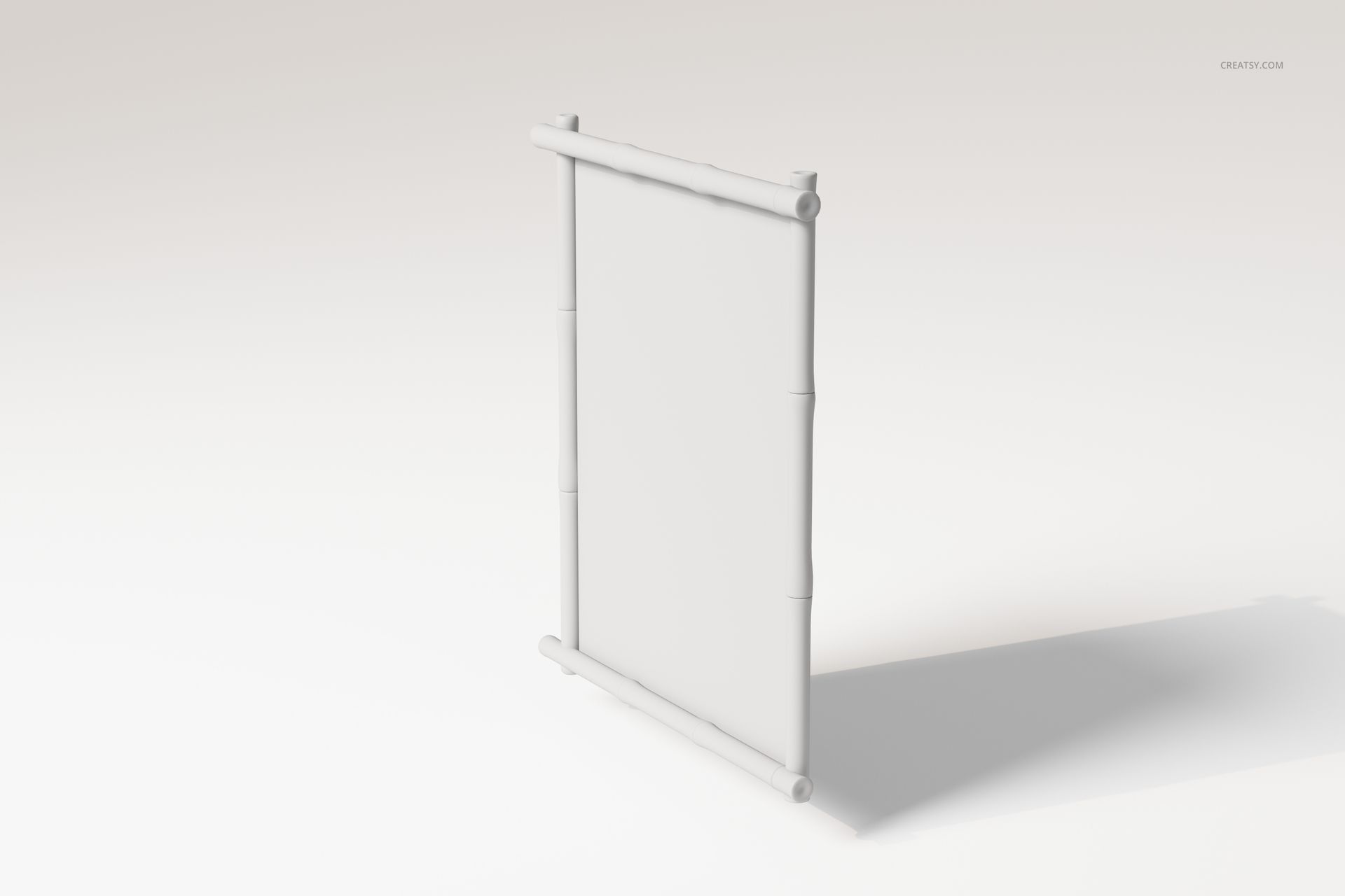 Rectangular bamboo frame accent mirror with a minimalist design, shown at an angle on a light background.