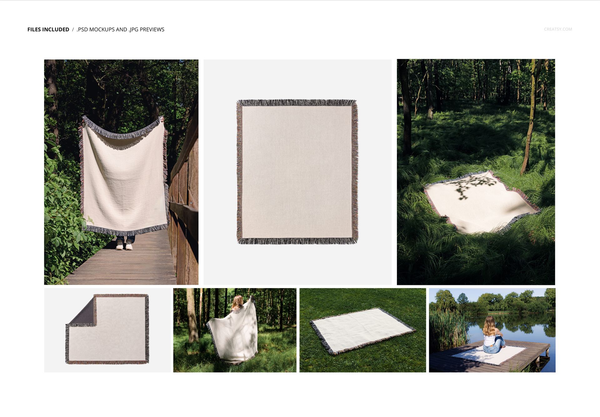 Jacquard Fringed Woven Throw Blanket Mockup Set v.10 - mockup screenshot 2