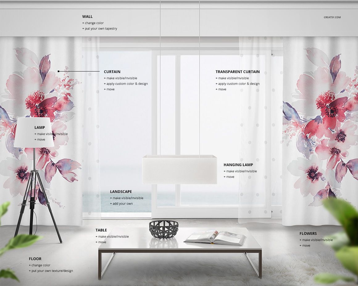 Long Curtains Mockup Set - mockup screenshot 2