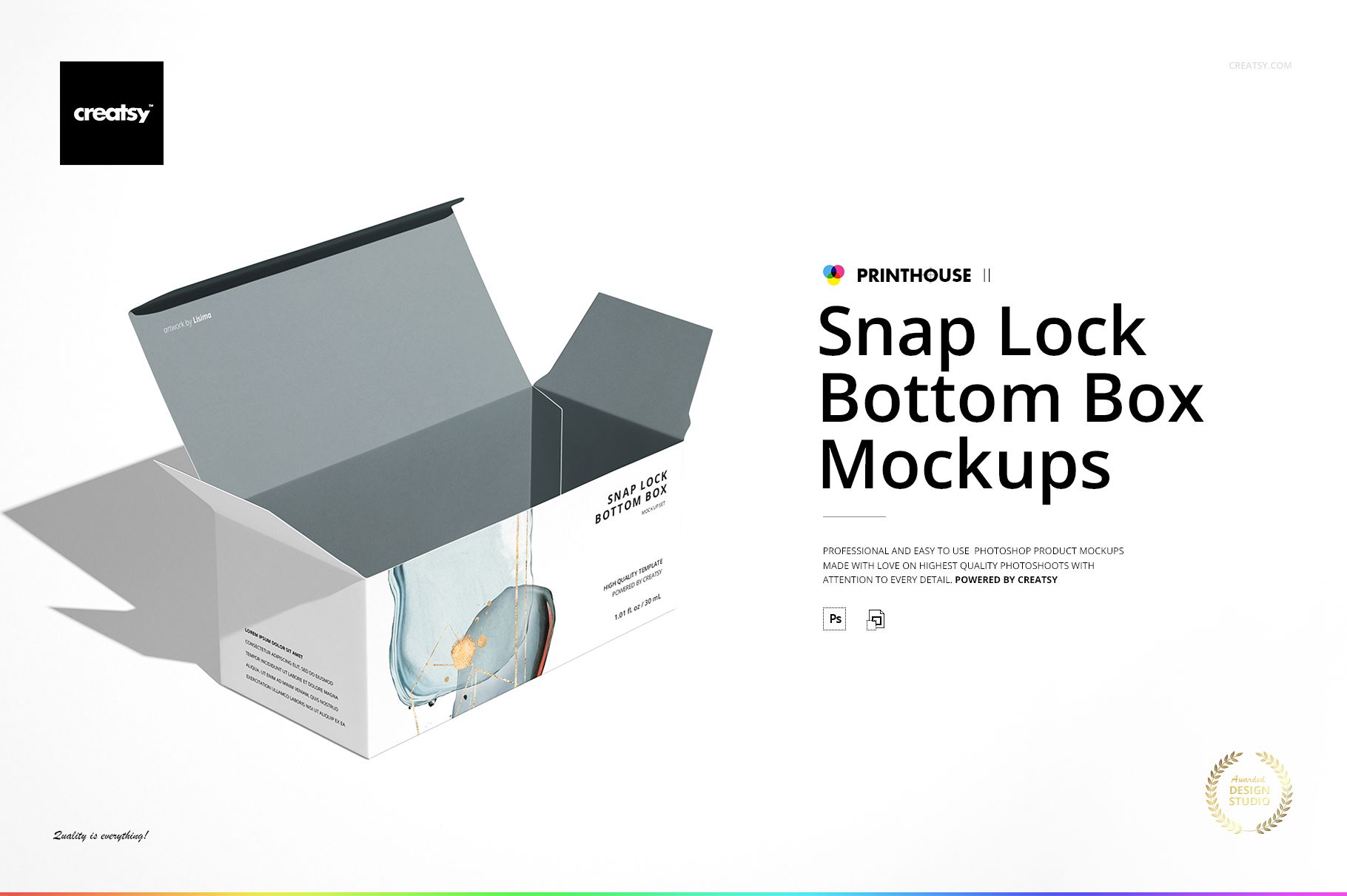 Snap Lock Bottom Box Mockup Set | Creatsy®